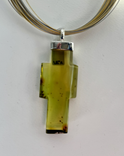Grüner Bernstein Anhänger 925 Silber